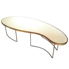 Kidney Shaped Gilt Coffee Table in the Manner of Jean Royere