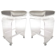Exceptional Pair of Lucite Barstools by Charles Hollis Jones