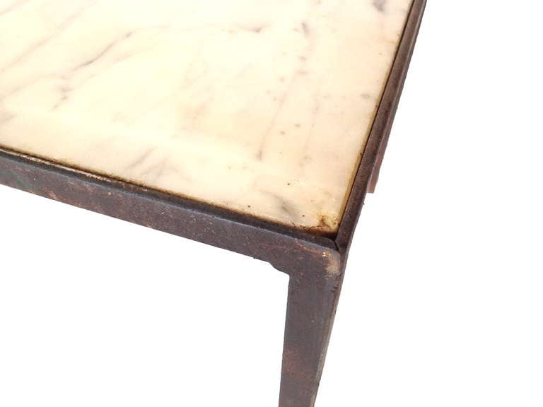 Pair of Iron End Tables with Marble Tops 4