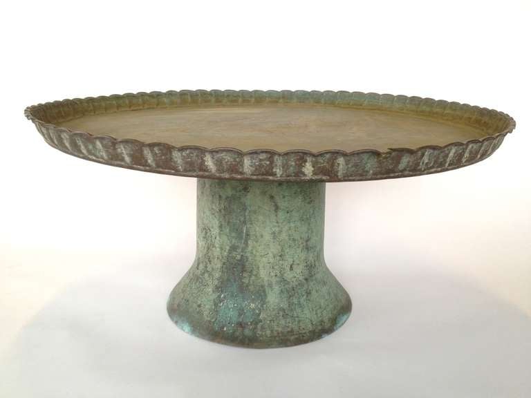 Vintage Middle Eastern Copper Tray Table with a Desirable Patina