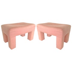 Pair of Upholstered Stools Benches Poufs Attr. Milo Baughman