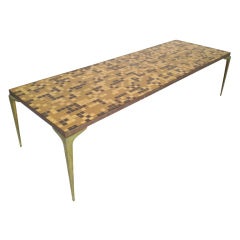 Elegant Italian Tile Cocktail Coffee table on Fine Brass Feet