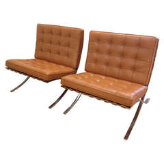 Pair of Knoll Mies Van Der Rohe Barcelona Chairs, Circa 1990