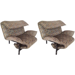 Pair of Veranda Adjustable Lounge Chairs Chaises by Vico Magistretti for Cassina