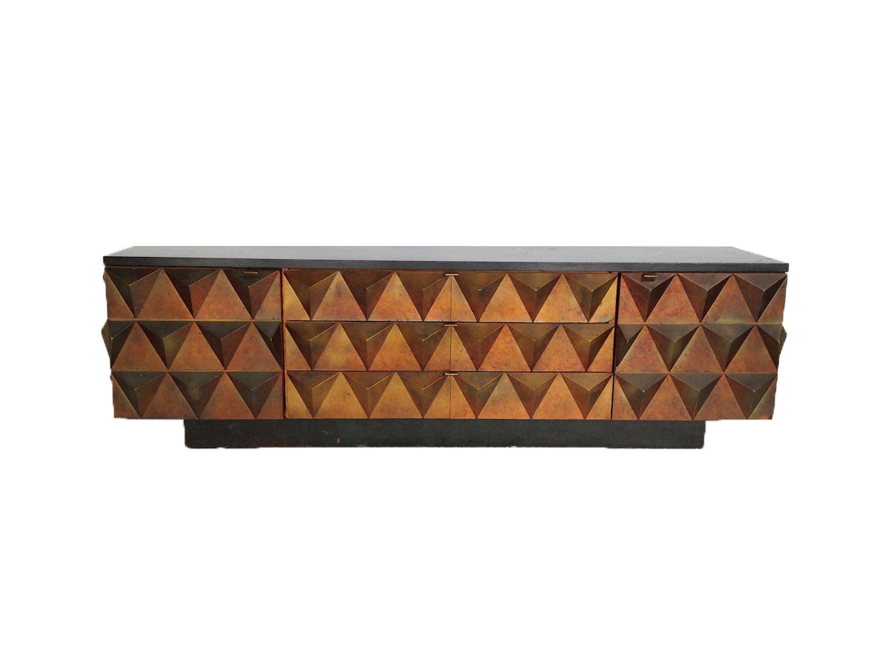 Exceptional Brutalist Style Faceted Credenza