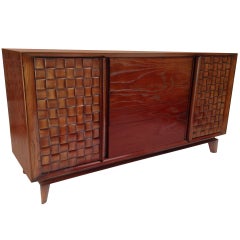 Paul Laszlo Basket Weave Chest Credenza Buffet for Brown Saltman