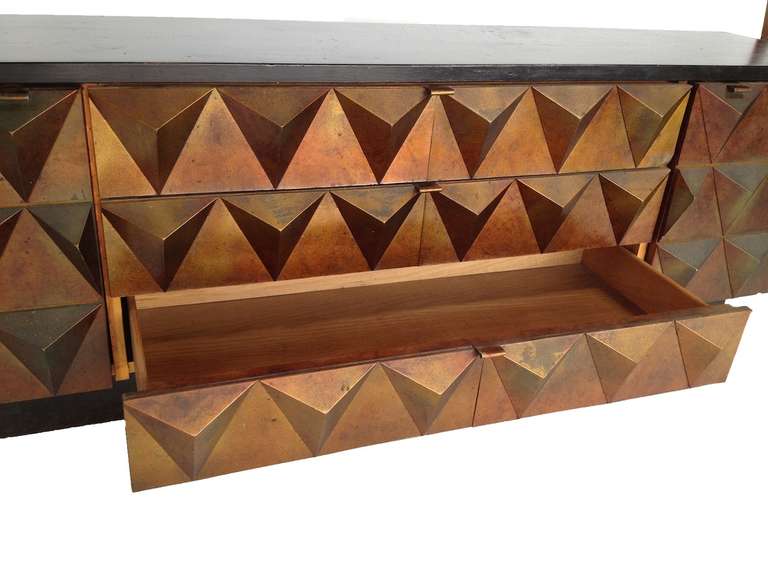 Exceptional Brutalist Style Faceted Credenza 1