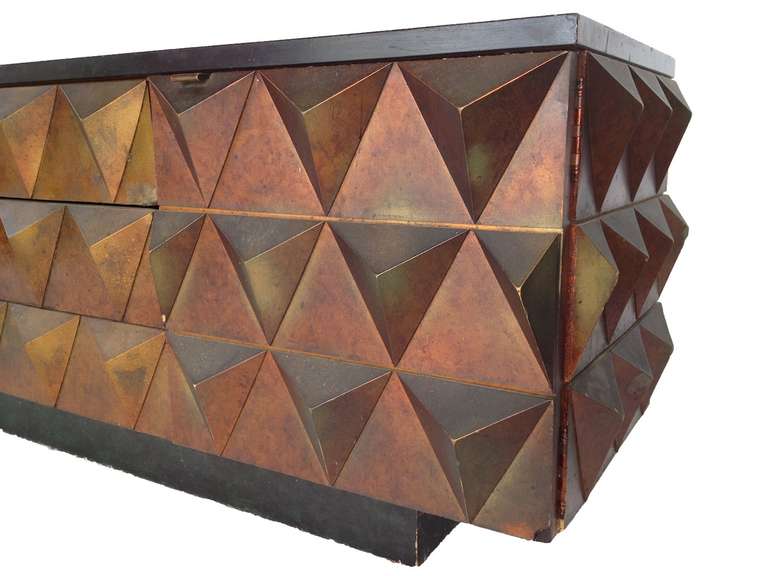 Exceptional Brutalist Style Faceted Credenza 2