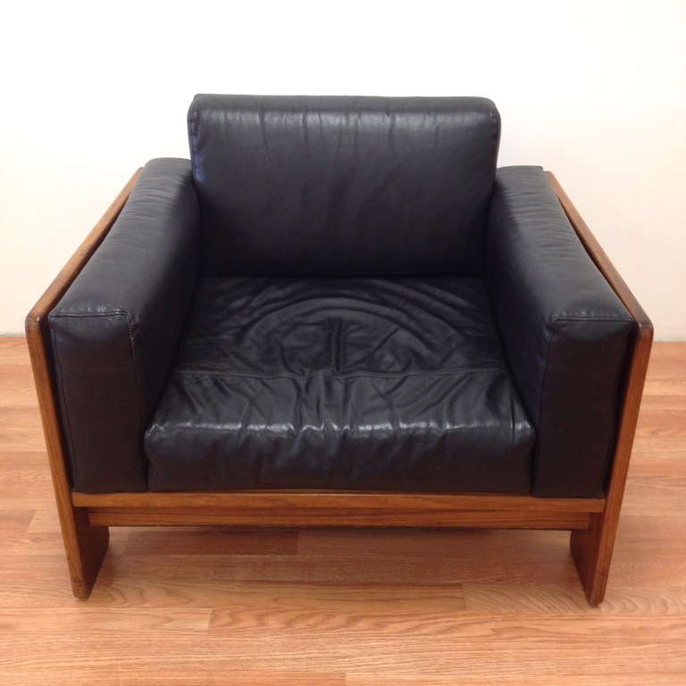 Late 20th Century Tobia Scarpa Bastiano Black Leather Lounge Chair for Knoll