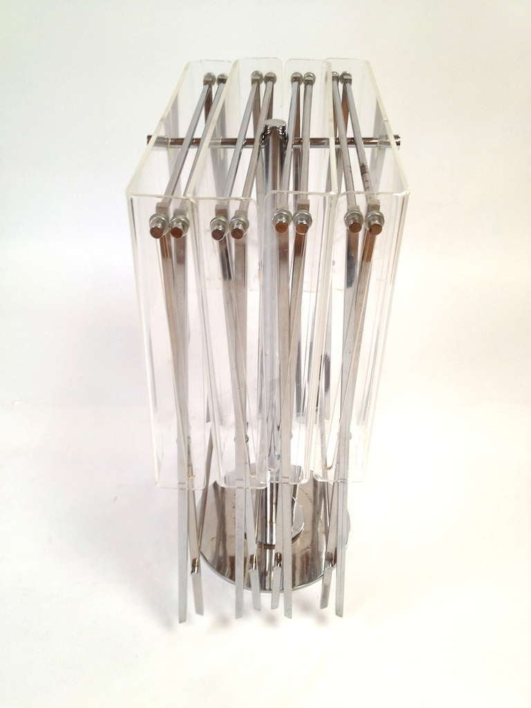 Late 20th Century Set 4 Charles Hollis Jones Chrome and Lucite Folding Tray Serving Tables