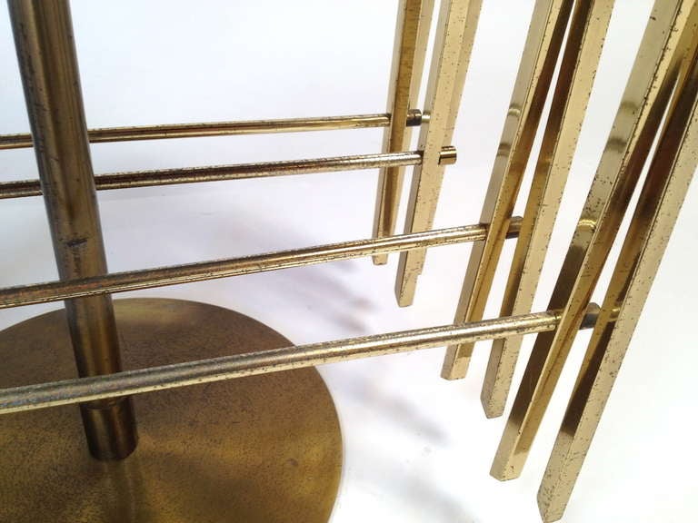 Set 4 Charles Hollis Jones Brass and Smoked Lucite Folding Tray Serving Tables 4