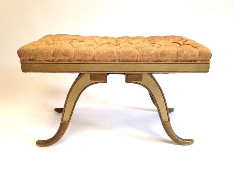 Hollywood Regency Upholstered Bench Stool c. 1940's Attrib. Dorothy Draper