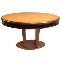 Unique Oval Shaped Console Entry Foyer Table with Drawers and Solid Copper Base
