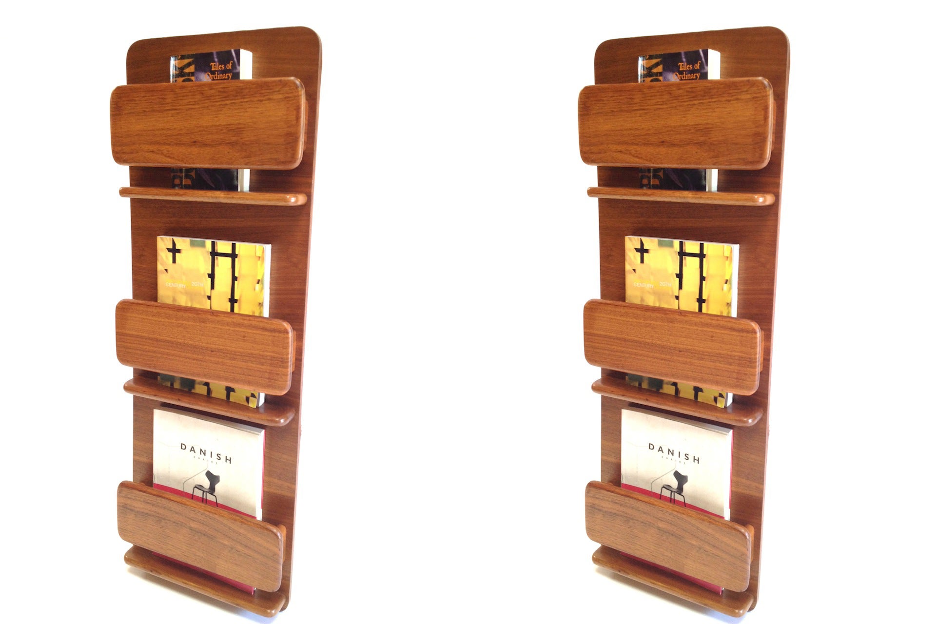 Pair of Peter Pepper Danish Modern Style Wall Mount Book Magazine Holders