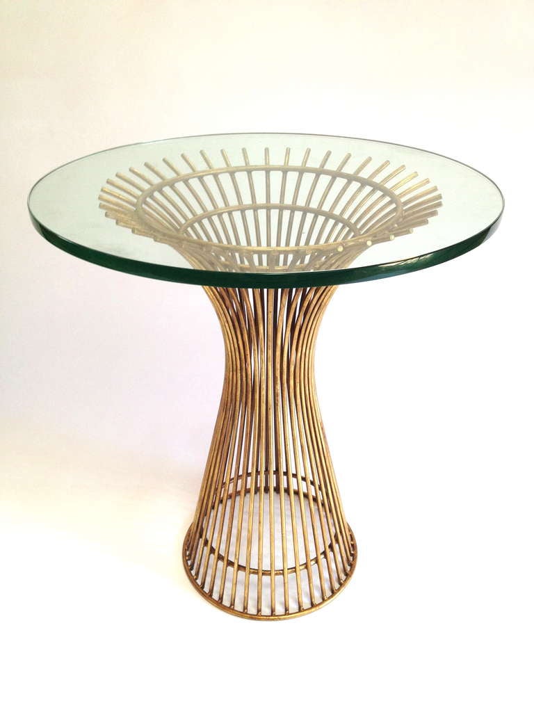 Late 20th Century Gold Colored Platner Style Dining Or Cafe Table Base