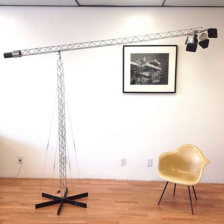 Monumental Signed Curtis C. Jere Crane Floor Lamp.  Very nice original condition.