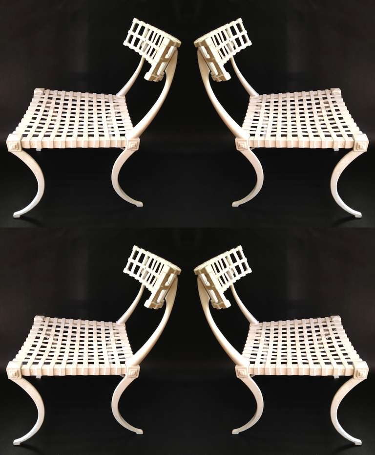 American Set of 4 Thinline Klismos Style Outdoor Patio Chairs