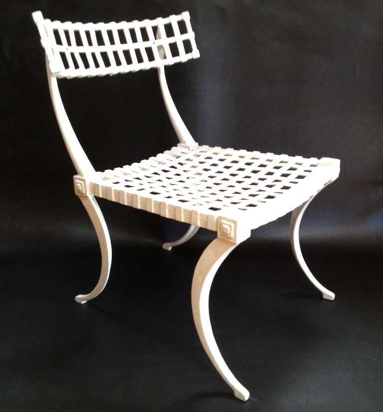 Set of 4 Thinline Klismos Style Outdoor Patio Chairs In Good Condition In Long Beach, CA