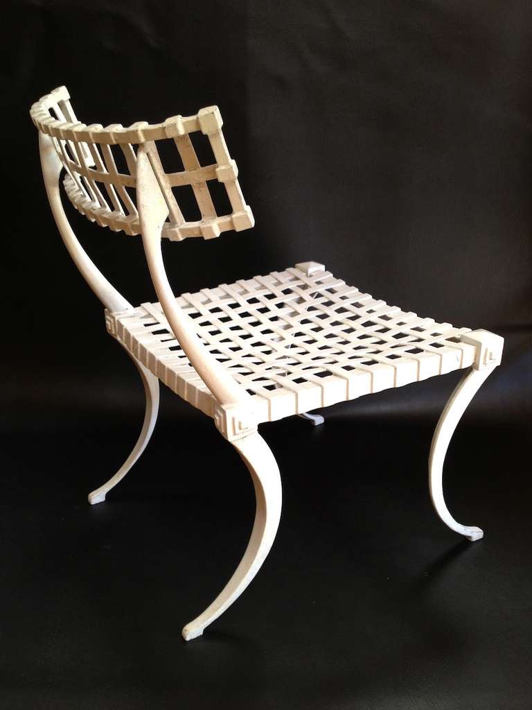 Aluminum Set of 4 Thinline Klismos Style Outdoor Patio Chairs