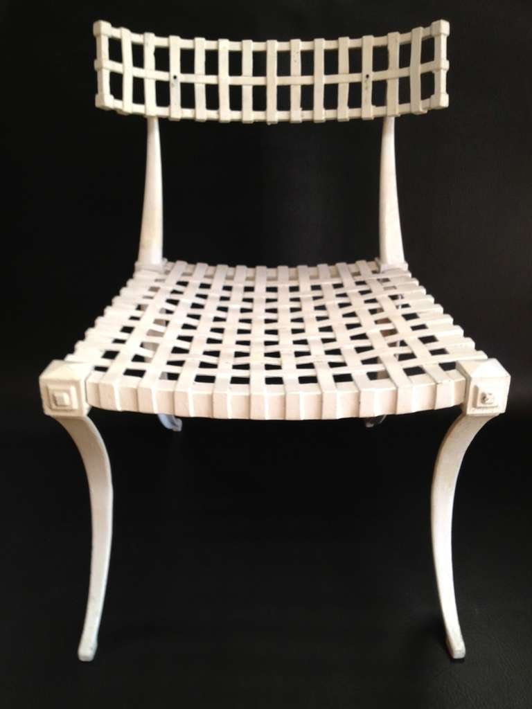 Set of 4 Thinline Klismos Style Outdoor Patio Chairs 1