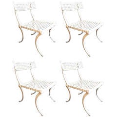 Set of 4 Thinline Klismos Style Outdoor Patio Chairs