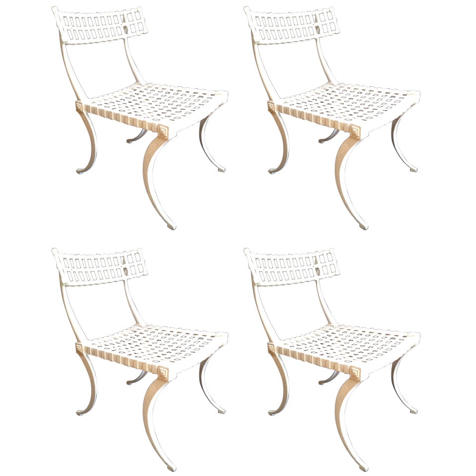 Set of 4 Thinline Klismos Style Outdoor Patio Chairs