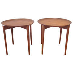 Pair of Danish Modern Teak Tray Side or End Tables