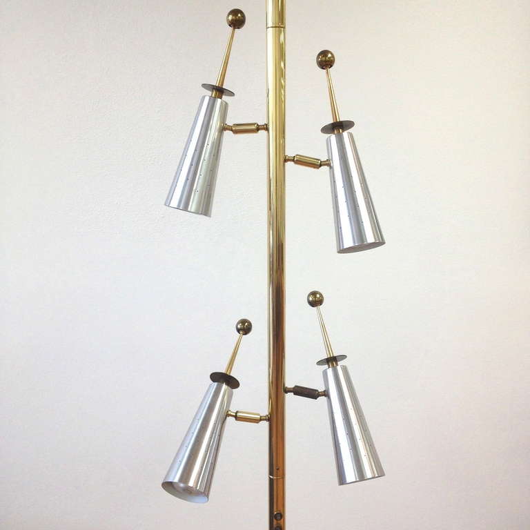 Rare Stiffel Futura Four Light Tension Pole Lamp In Excellent Condition In Long Beach, CA
