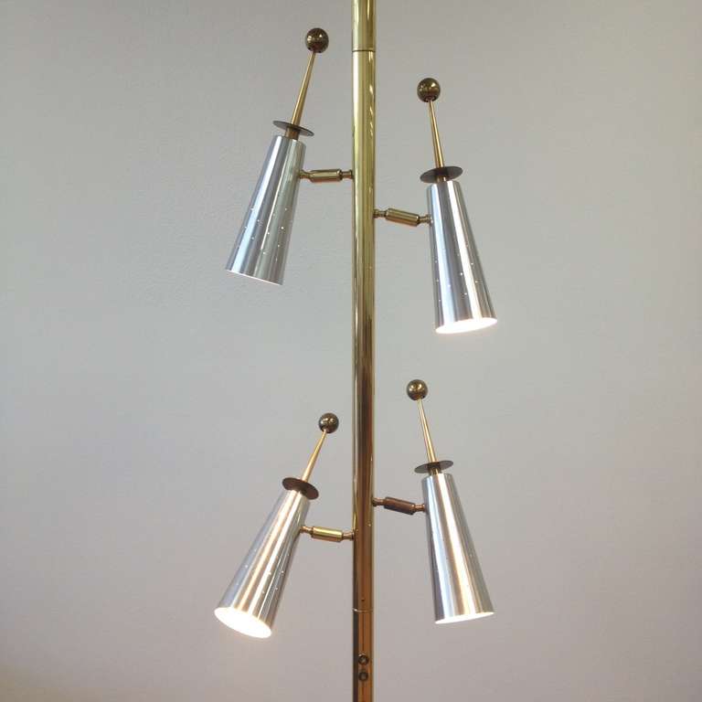 Mid-20th Century Rare Stiffel Futura Four Light Tension Pole Lamp