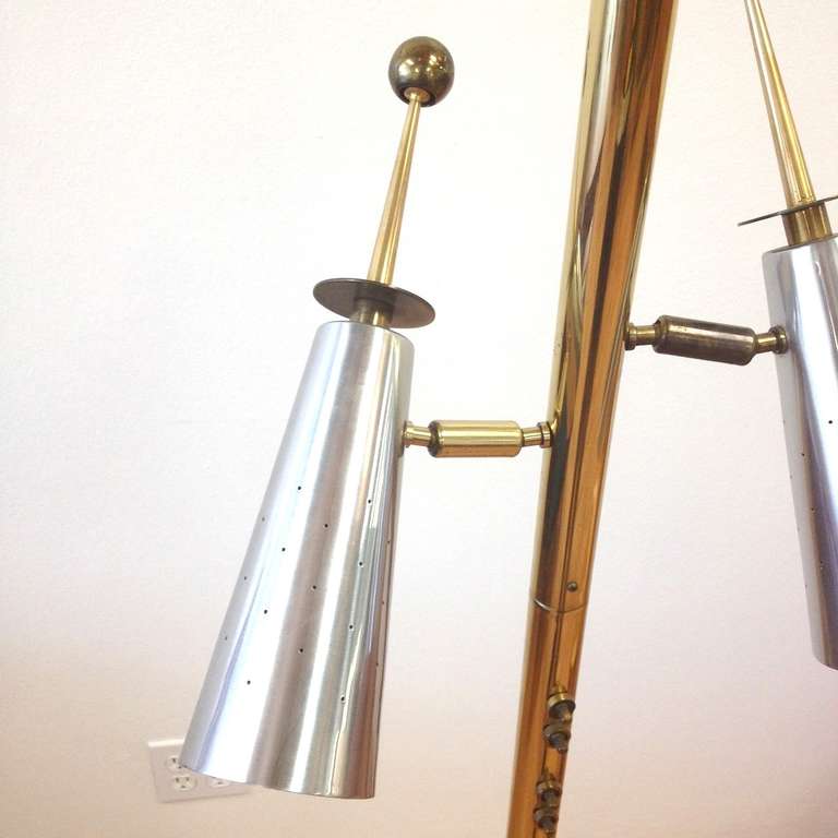 Aluminum Rare Stiffel Futura Four Light Tension Pole Lamp