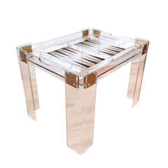 Vintage Lucite and Brass Backgammon Game Table