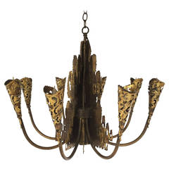 Brutalist Torch Cut Chandelier by Tom Greene