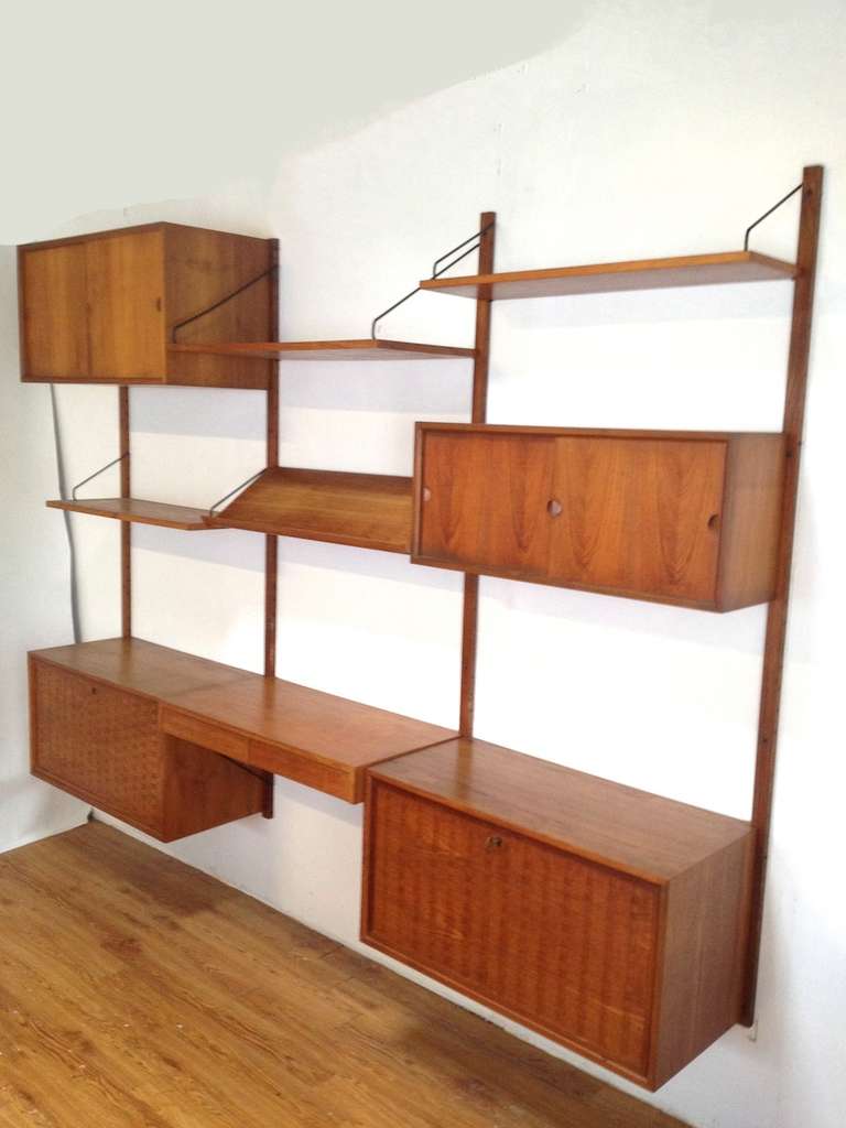  3 Section Danish Modern Cado Wall Unit by Poul Cadovious  In Excellent Condition In Long Beach, CA