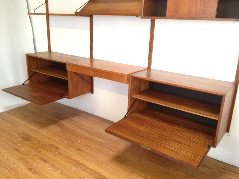 Wood  3 Section Danish Modern Cado Wall Unit by Poul Cadovious 