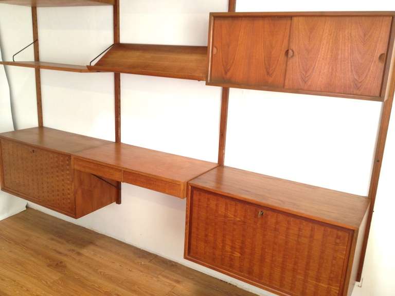  3 Section Danish Modern Cado Wall Unit by Poul Cadovious  1