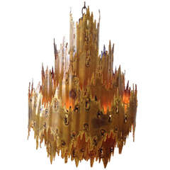 Large Brutalist Chandelier by Tom Greene