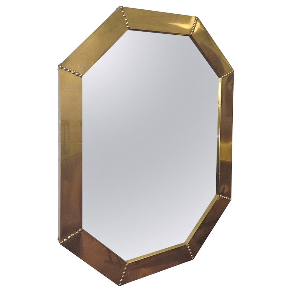 Brass Clad Octagonal Mirror by Sarreid