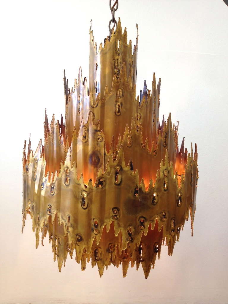 Large Brutalist Chandelier by Tom Greene