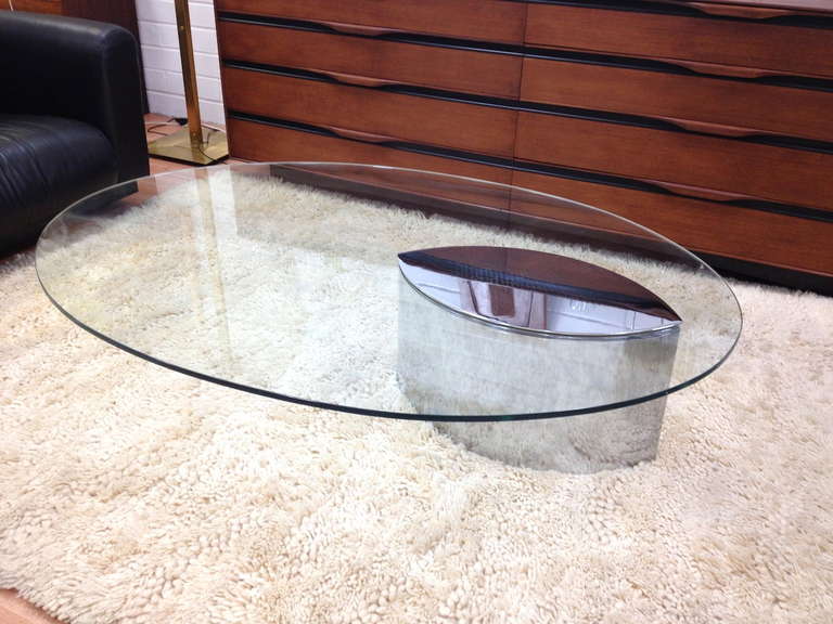 Lunario Coffee Table by Cini Boeri for Gavina / Knoll.  Very nice original condition.  Minor surface wear to chrome top plate from regular use.  A wonderful and very unique table.  Base is counter weighted (very heavy).