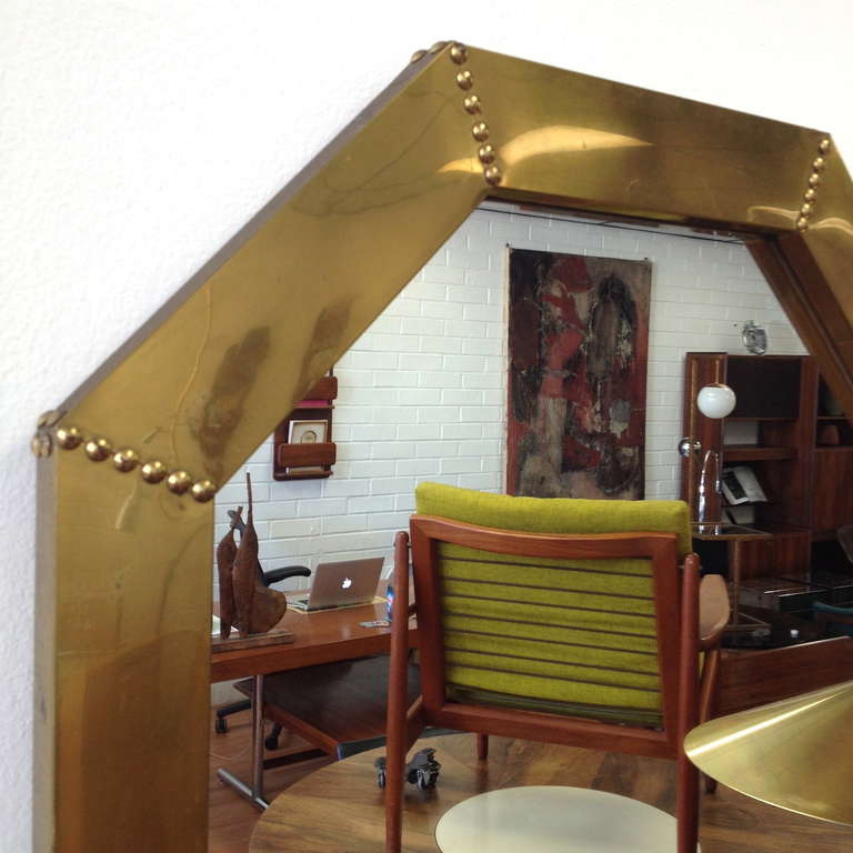 Spanish Brass Clad Octagonal Mirror by Sarreid