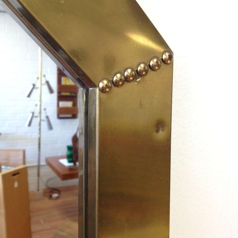Brass Clad Octagonal Mirror by Sarreid In Good Condition In Long Beach, CA