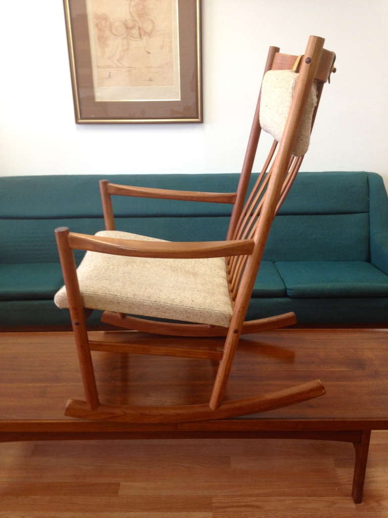 Danish Modern Teak Rocking Chair by Hans J. Wegner for Tarm Stole In Good Condition In Long Beach, CA