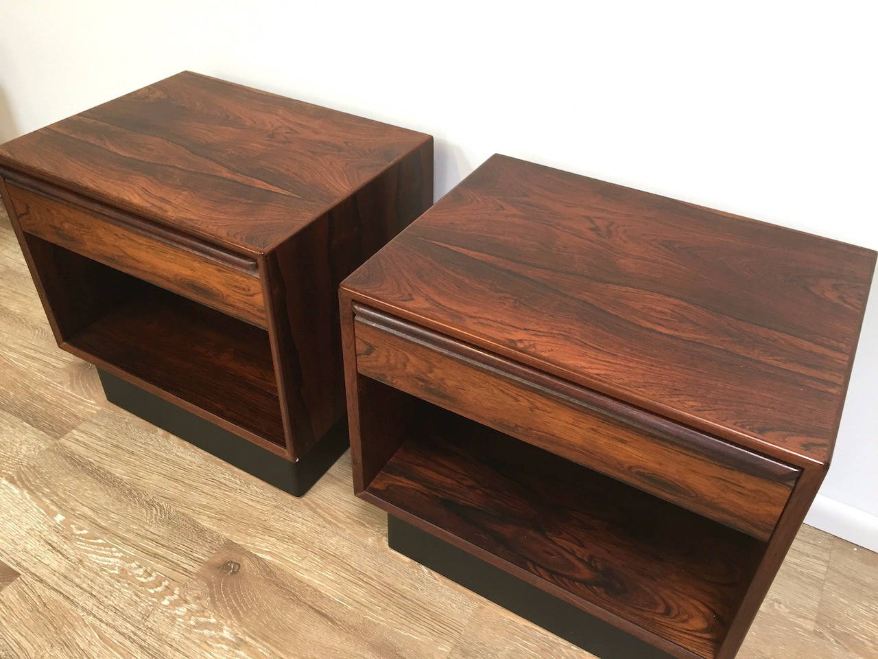 Veneer Rare Danish Modern Rosewood King Headboard with Matching Nightstands by Westnofa