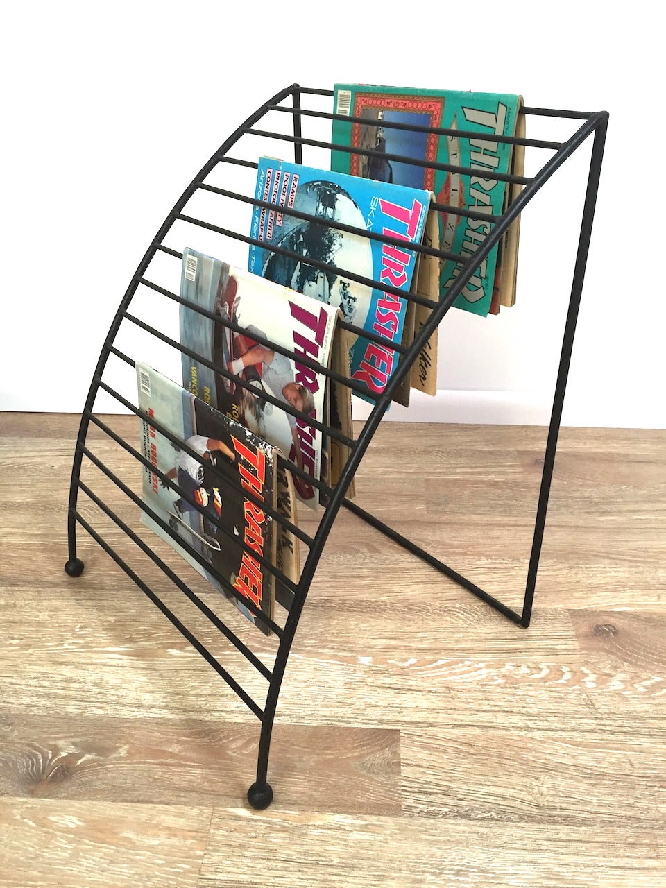 Mid-Century Iron Magazine or Newspaper Rack In Excellent Condition In Long Beach, CA