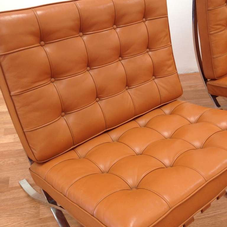 Steel Pair of Knoll Mies Van Der Rohe Barcelona Chairs, Circa 1990