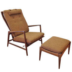 Ib Kofod Larsen Adjustable Lounge Chair and Ottoman for Selig