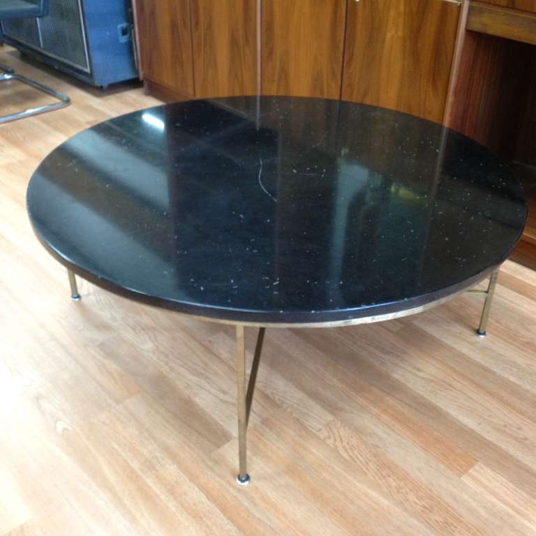 Mid-20th Century Paul McCobb Brass and Marble Coffee Cocktail Table for Calvin