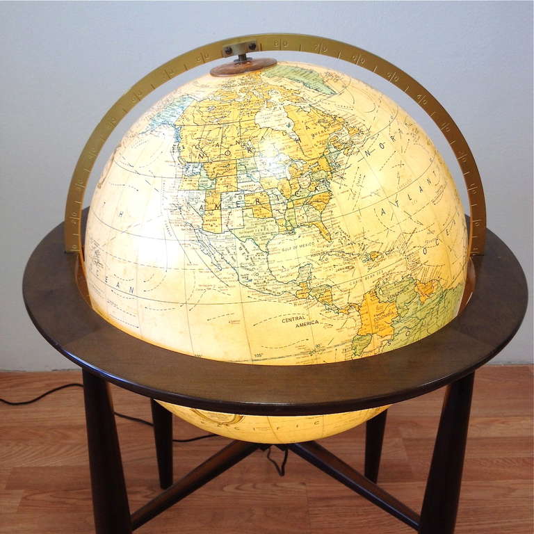Mid-20th Century Vintage Danish Modern Alluminated Floor Globe by Replogle