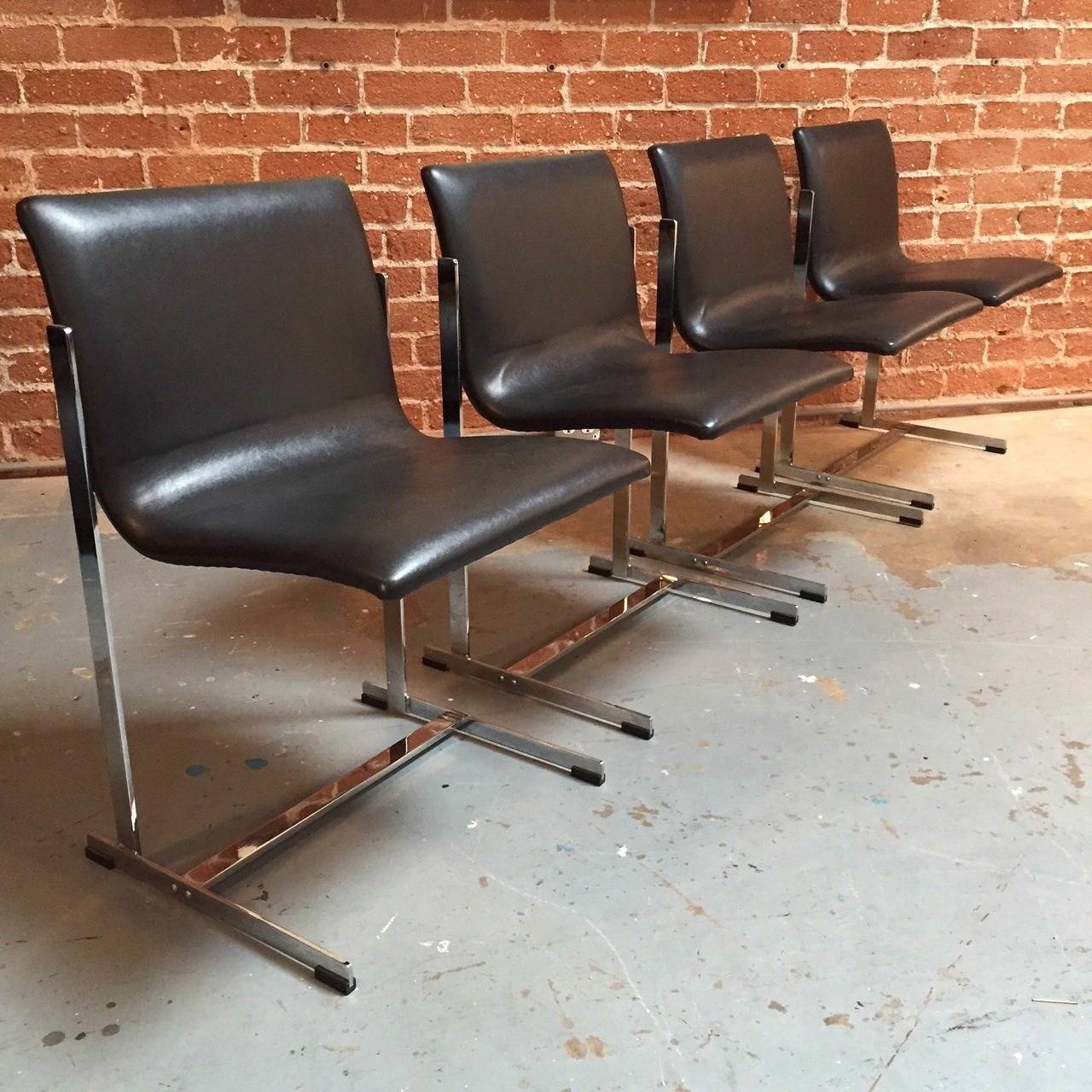 Merrow Associates Lazy Susan Dining Table, Four Cantilevered Chrome Chairs 3