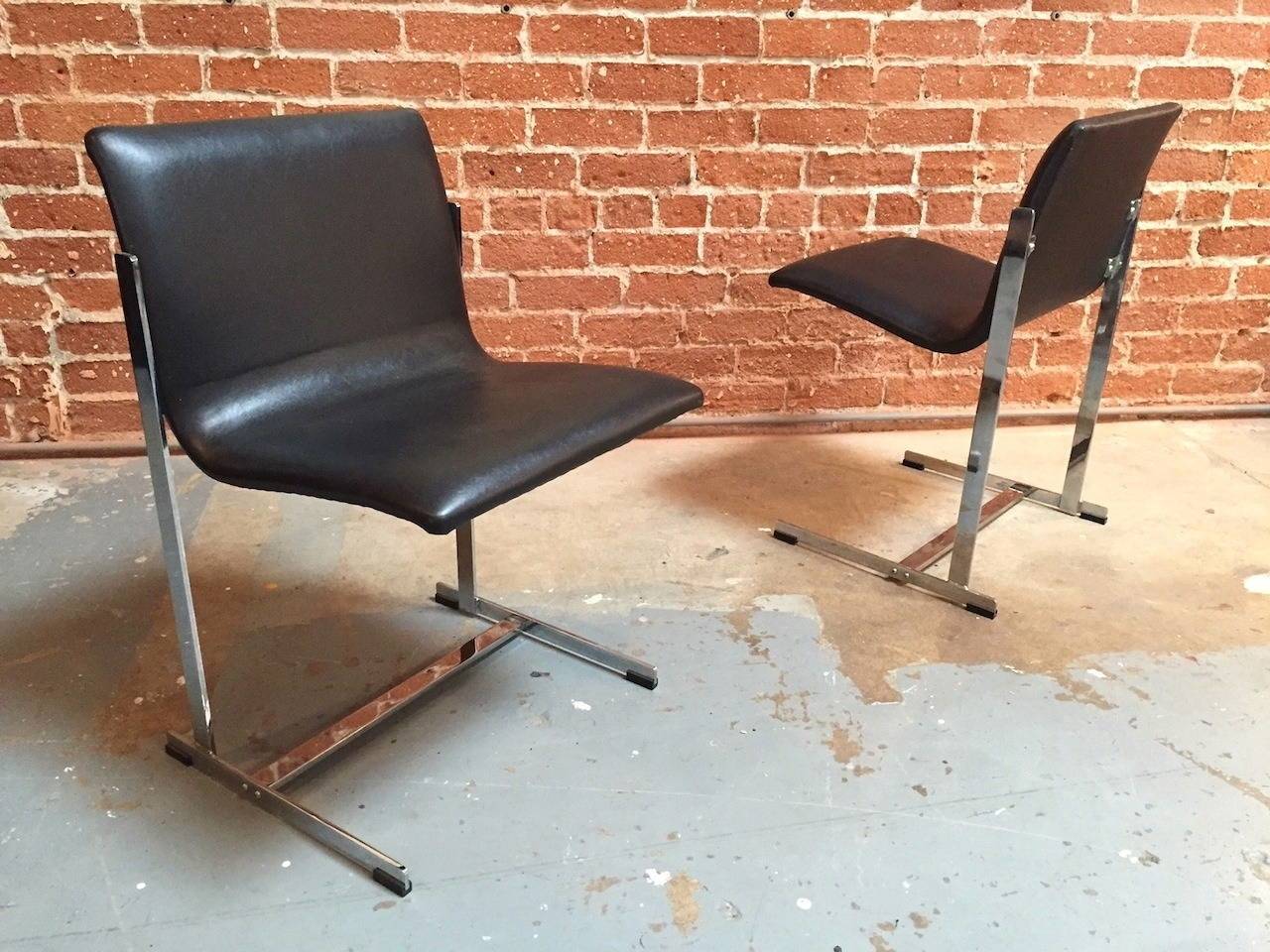 Merrow Associates Lazy Susan Dining Table, Four Cantilevered Chrome Chairs 4